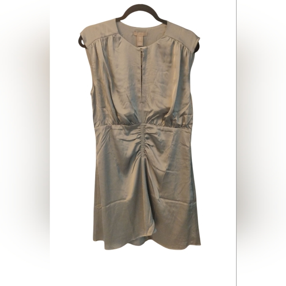 H&M Short Sleeve Slip Like Dress In Olive Green Summer Vacay Wear SZ M NWT